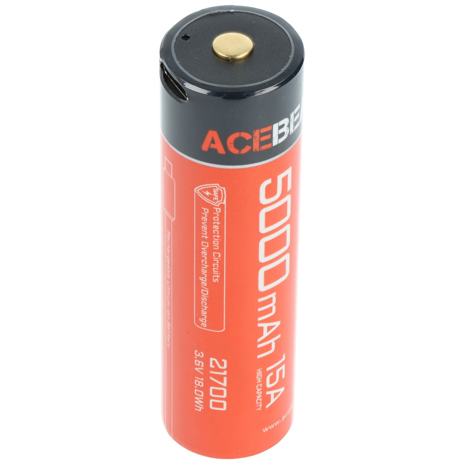Acebeam 21700 Li-ion batterij met 5000mAh en USB-C, 76.2 x 21.7 mm