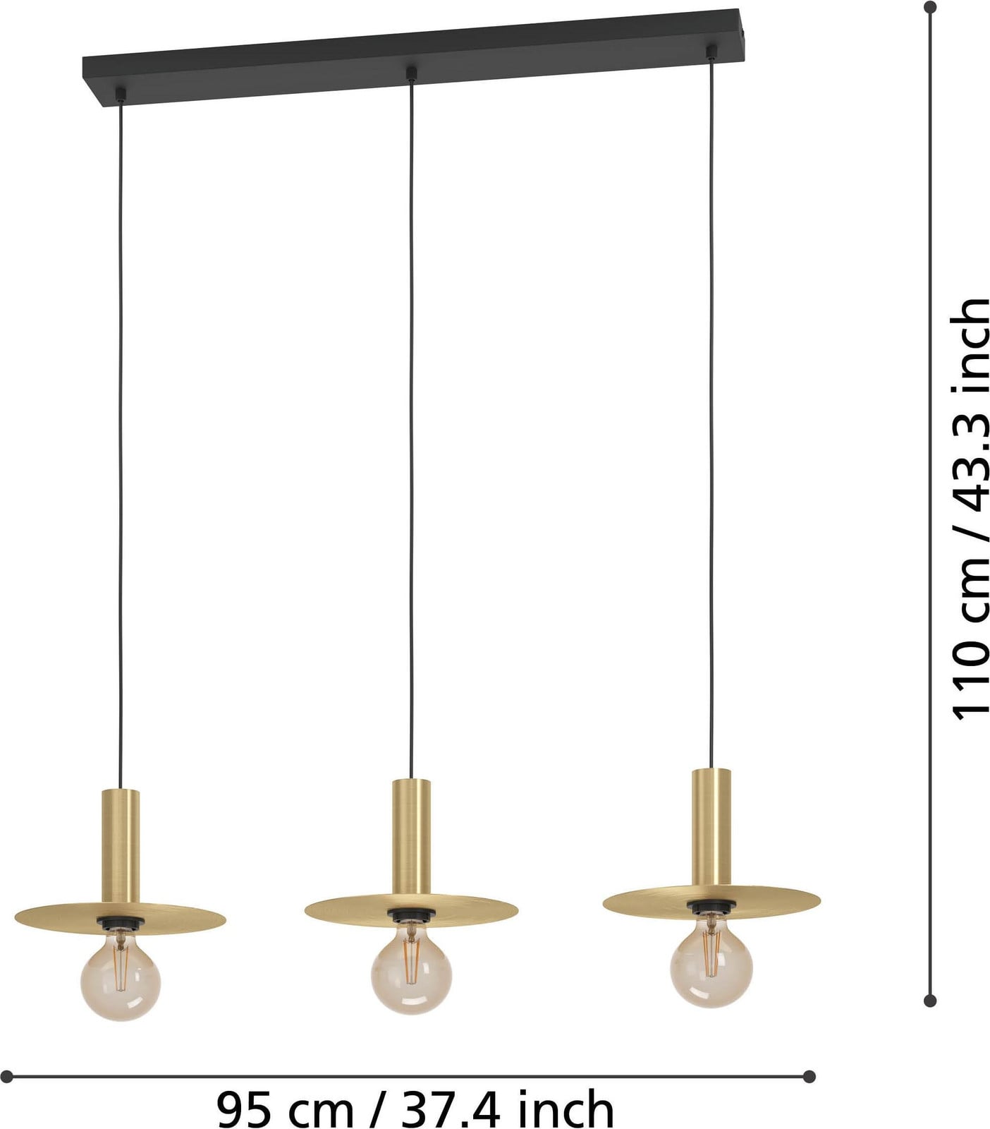 Eglo Escandell Pendellamp Zwart Messing Staal E27 IP20