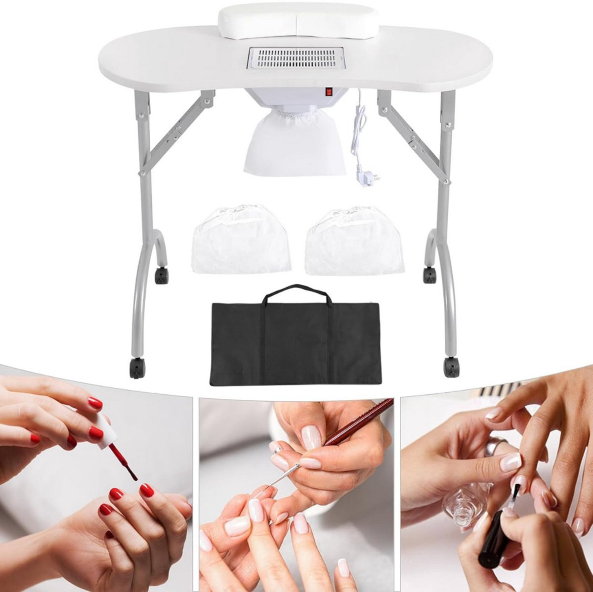 ApexArte® Nageltafel met inklapbaar blad voor manicure en pedicure