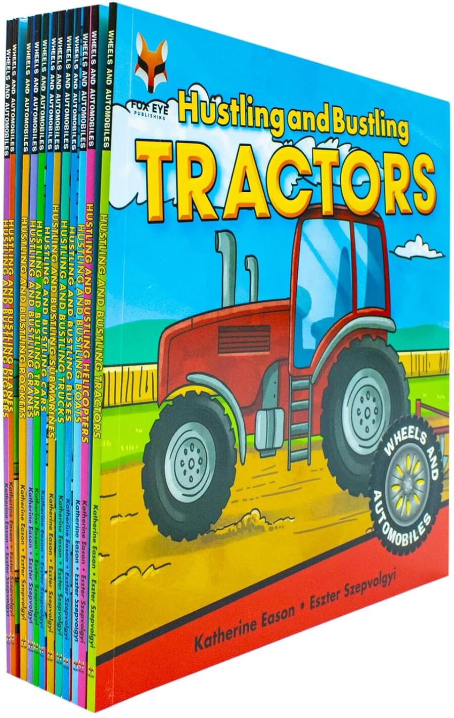 Fox Eye Publishing Wheels and Automobiles Collection 12 Books Set by Katherine Eason - Paperback - Ages 5-7 - Boats, Cars, Trains, Rockets & More Vehicle Fact Books