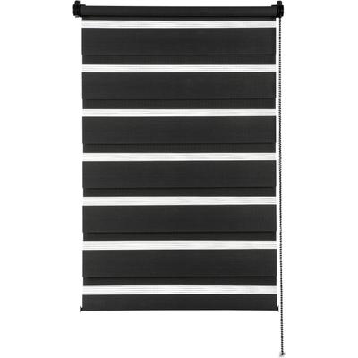 Doppelrollo GARDINIA "Easyfix", schwarz, B:45cm H:150cm, Polyester, Rollos, segmentweise gewebter Stoff
