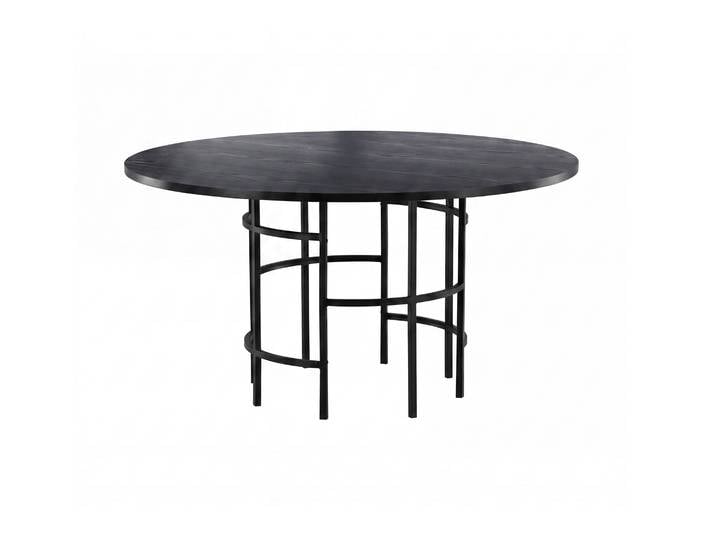 Esstisch Amaya - rundes Design im Industrial-Look - Schwarz - Luxusbetten24