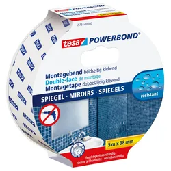 tesa doppelseitiges Klebeband Montageband POWERBOND Spiegel 38,0 mm x 5,0 m