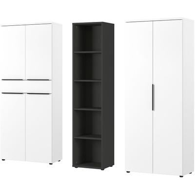 Büromöbel-Set GERMANIA "Mailand", weiß, Holzwerkstoff, Arbeitsmöbel-Sets, Büromöbel-Set, inkl. 2 Aktenschränken und Aktenregal