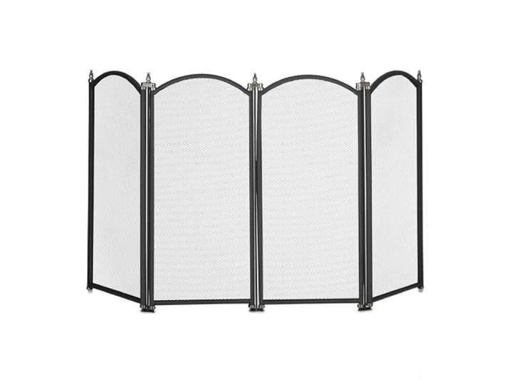 Relaxdays Funkenschutzgitter, 4 teiliges Gitter gegen Funkenflug, Kamin Funkenschutz, HxB: 54x97,5 cm, Metall, schwarz
