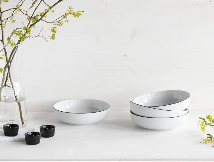 Schalen Poke Bowl 4er-Set Ø 21cm Weiß/Weiß