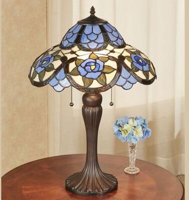 Touch of Class Odelia Stained Glass Table Lamp Blue , Blue