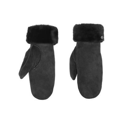Lederhandschuhe PEARLWOOD "FIONA", Damen, Gr. 7.5, schwarz, Schafsleder, unifarben, Handschuhe, Velourleder, Fausthandschuh, warm gefüttert