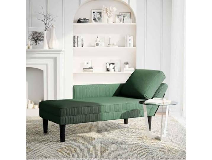 Xolmizyn Chaiselongue, Cordstoff Liege, Dunkelgrün Recamiere, Wohnzimmer Inklusive Lendenkissen, Ergonomische Polsterung, Kompakt & Stilvoll