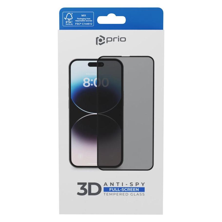 prio 3D Anti-Spy Panzerglas für iPhone 15 Plus (6,7 Zoll) schwarz (Apple iPhone 15 Plus) (PSG-1648)