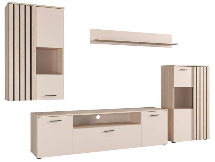 Z2 Wohnwand VALENCIA, Kaschmir, Holznachbildung