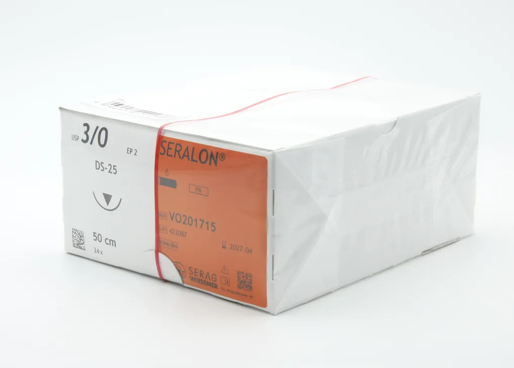 SERAG-WIESSNER GmbH & Co. KG Nahtmaterial Seralon blau 3-0, mit Nadel DS-25, 50 cm Faden, nicht resorbierbar (24 Stück) VO201715