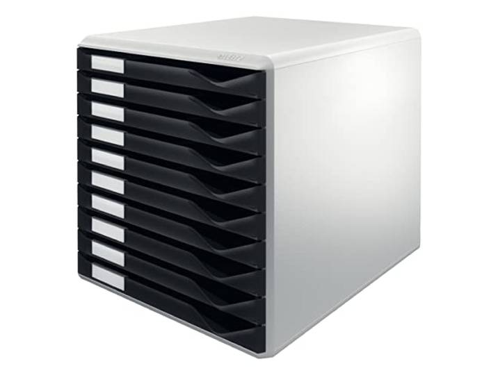 Leitz Formular-Set mit 10 Schubladen, Schubladenset zur Aufbewahrung von Dokumenten und Formularen, Schwarz, 52810095