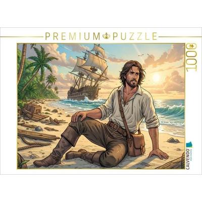 CALVENDO Puzzle Robinson erwacht am Strand | 1000 Teile Lege-Größe 64x48cm Foto-Puzzle für glückliche Stunden