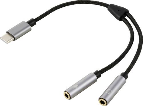 Renkforce USB-C, Audio Adapterkabel [1x USB-C Stecker - 2x 3.5 mm-Buchse] 20cm