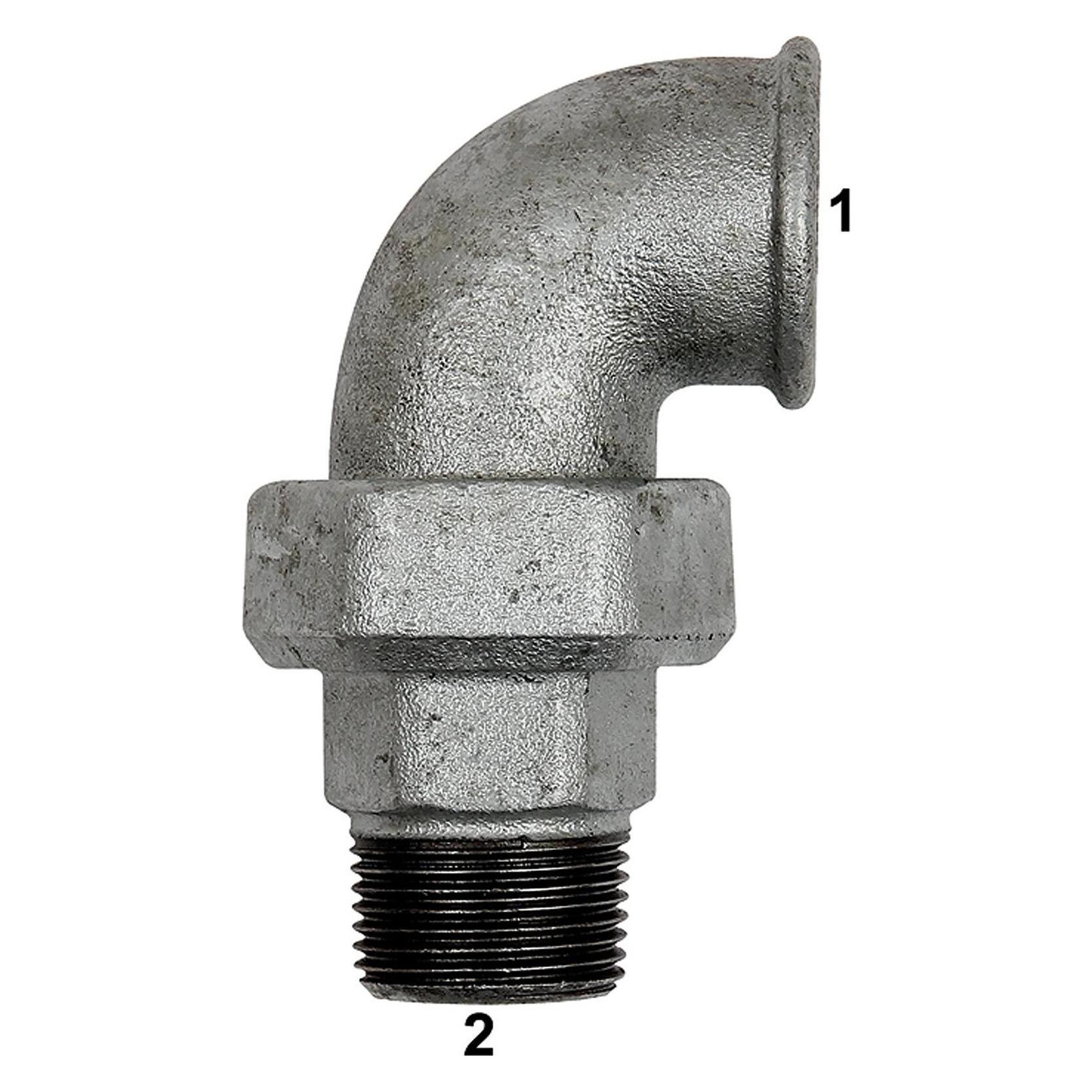 Riegler Verschraubung Bogen 98 IG/AG, Rp 2, R 2, schw. Temperguss (Schlauchverschraubung, 19 mm) (TFV 98-20)