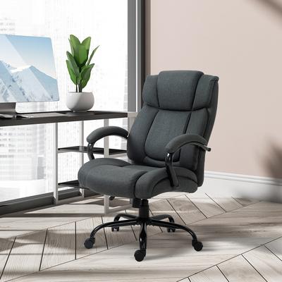 Ostweer Linen Upholstered Office Chair Computer Chair with Wheels, Home Desk Chair Armchair with Adjustable Height