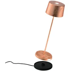 Zafferano Olivia Pro Copper Leaf LED-Tischleuchte, wiederaufladbar und dimmbar