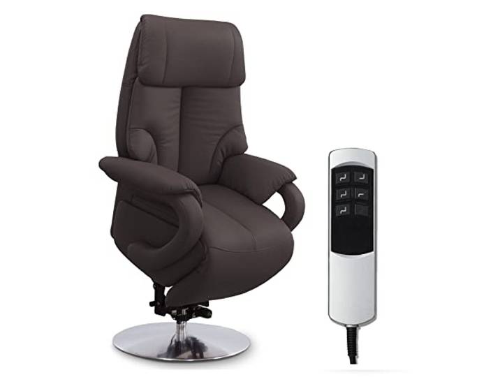 CAVADORE Fauteuil en Cuir Istanbul/Fauteuil TV avec Aide au relevage\, Fonction Relaxation réglable électriquement / 2 Moteurs E / 80 x 115 x 79 cm/Cuir véritable : Marron