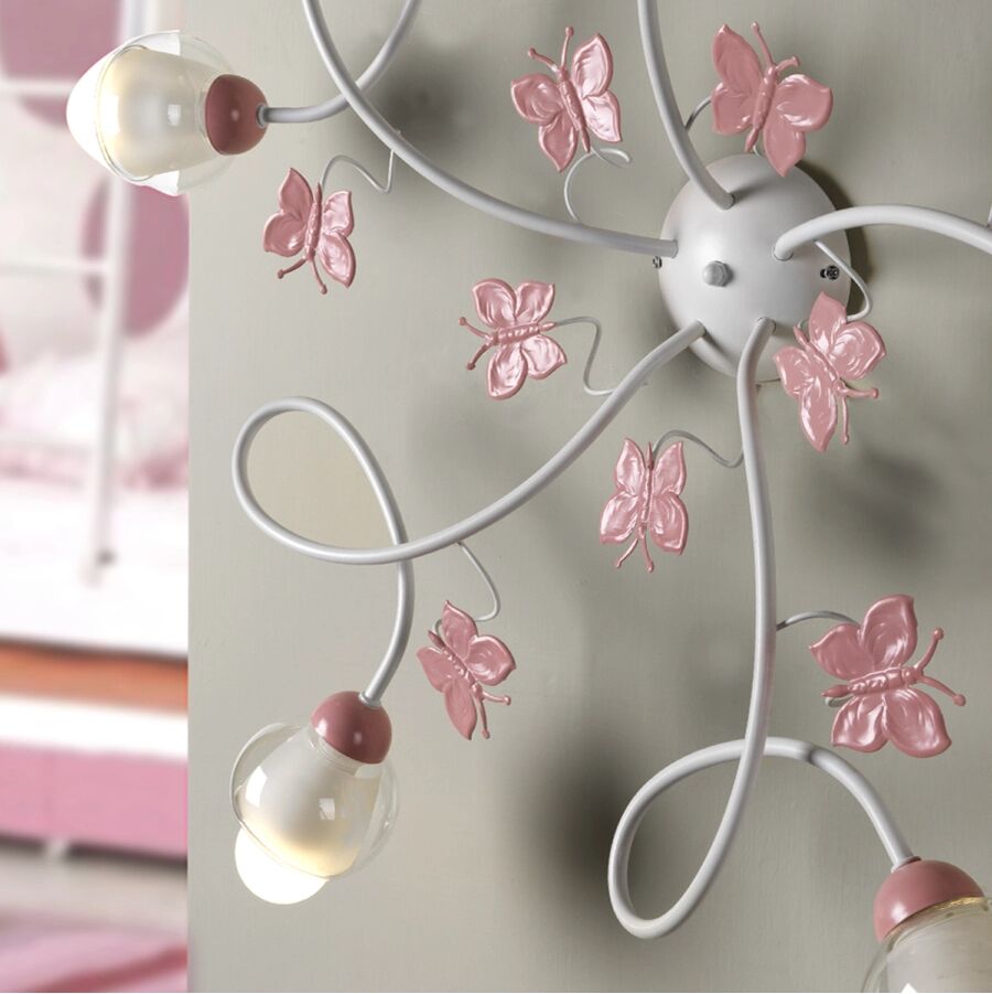 Onli PLAFONIERA BUTTERFLY BIANCO/ROSA 5 LUCI