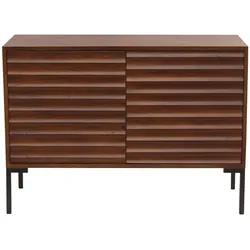 Sideboard aus dunklem, massivem Mangoholz und schwarzem Metall 2 Türen B100 cm ONDA