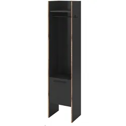 GARDEROBE grau und Nox Eiche, Kompaktgarderobe 42 x 189 cm, Salud