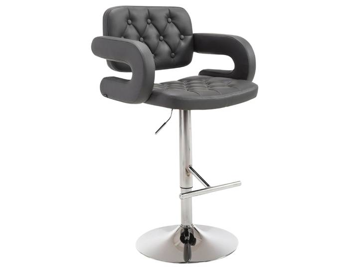TPFLiving Barhocker Dublin Gestell Metall in Chromoptik Kunstleder - Grau
