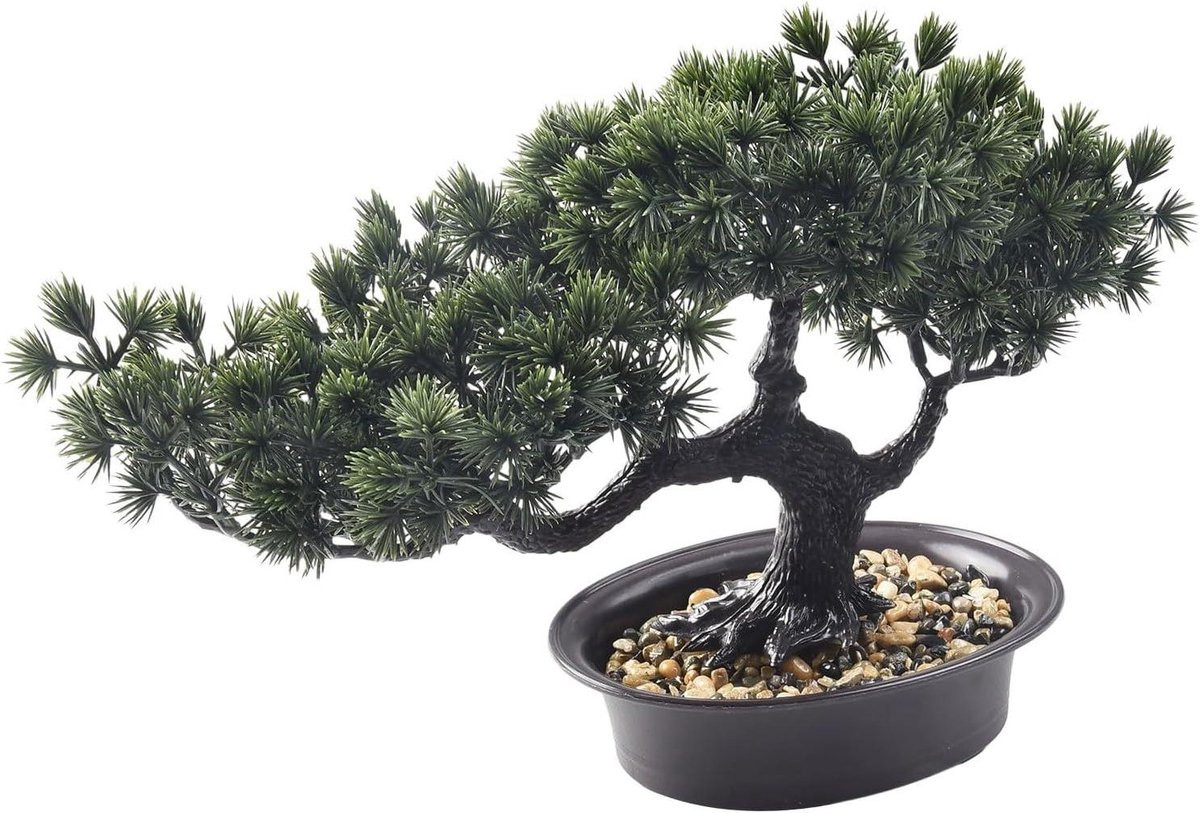 Kunstmatige Bonsai Den - Groene Nep Plant voor Bureau Decoratie - 293 Gram