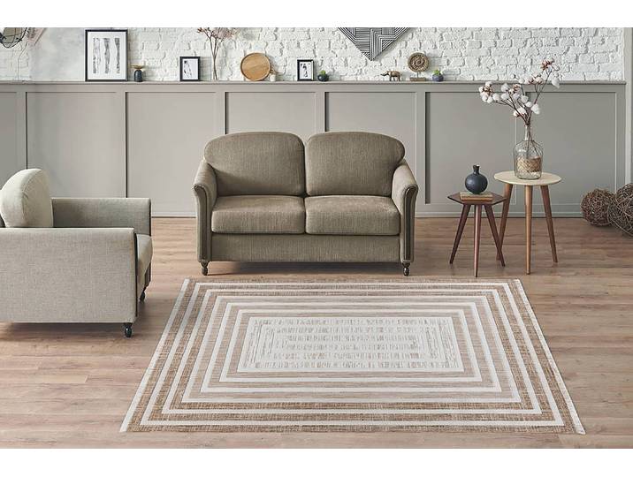 Kurzflorteppich Sarai Typ A Multicolor/Braun/Beige 80 x 150cm 100% Polyester