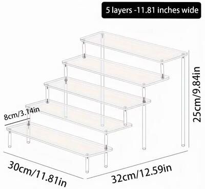 Uplift Essentials Premium Multi Tier Acrylic Perfume Display Riser And Vanity Cosmetic Storage Rack 5 Layers