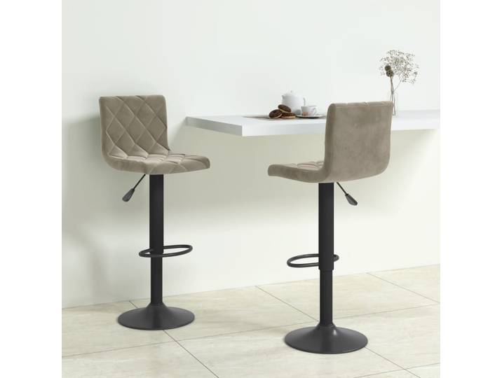 vidaXL Barhocker 2 Stk. Hellgrau Samt