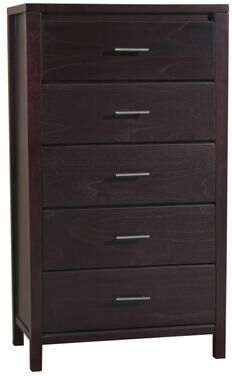 Benjara Nevi 56 Inch Tall Dresser Chest, 5 Drawers, Chrome Bar Handles, Brown Wood