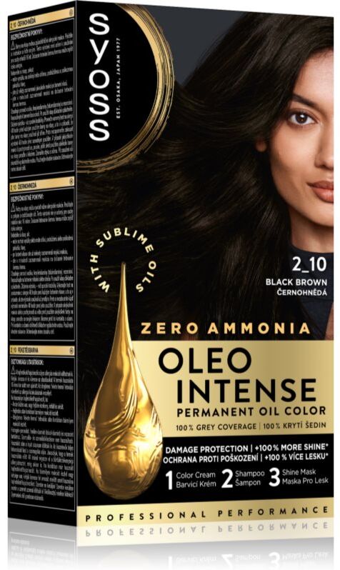 Syoss Oleo Intense Permanent-Haarfarbe mit Öl Farbton 2_10 Black Brown 1 St.