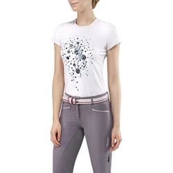 Equiline Damen T-shirt Eulalia rosa Kurzarm mit Aufdruck und Glitzersteinen FS20, Größe: S