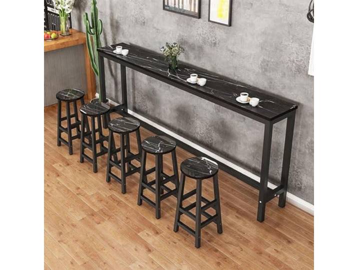 yurstcggh Bartisch Schmaler Stehtisch Holzplatte,Bartisch Beistelltisch Stehtisch Esstisch Küchentheke Bistrotisch Tresentisch 120×30×100cm Schwarz (strukturiert) + Schwarz