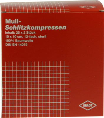Dr. Ausbüttel GmbH & Co. KG SCHLITZKOMPRESSEN Mull 10x10 cm steril 12fach 25X2 St 07574477