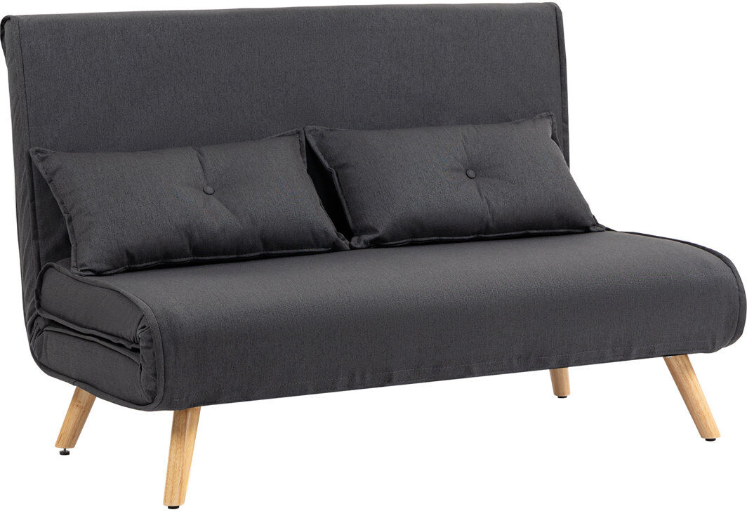George Oliver Modern Futon Sofa Bed - Click Clack Convertible 2 Seater Charcoal Grey