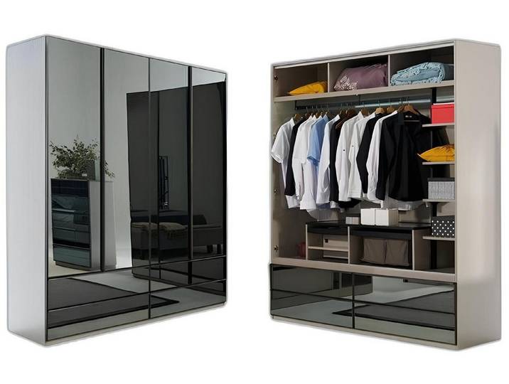 Xlmoebel Kleiderschrank Vielseitiger grauer Holzschrank für stilvolles Schlafzimmer (1-St., Kleiderschrank) Hergestellt in Europa