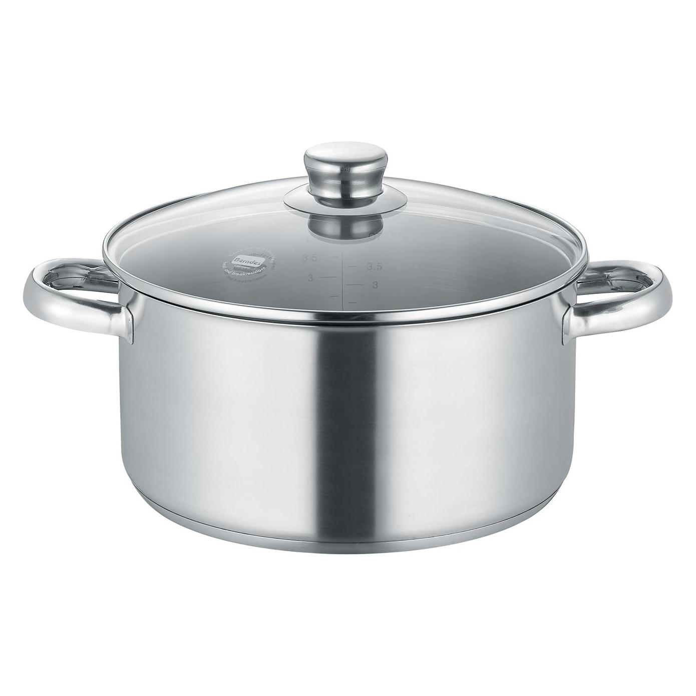 Berndes Kochtopf Fleischtopf NEW ROMA 24 cm 5,1 Liter mit Glasdeckel (Kochtopf, Edelstahl, 24 x 12.70 cm) (35832807)