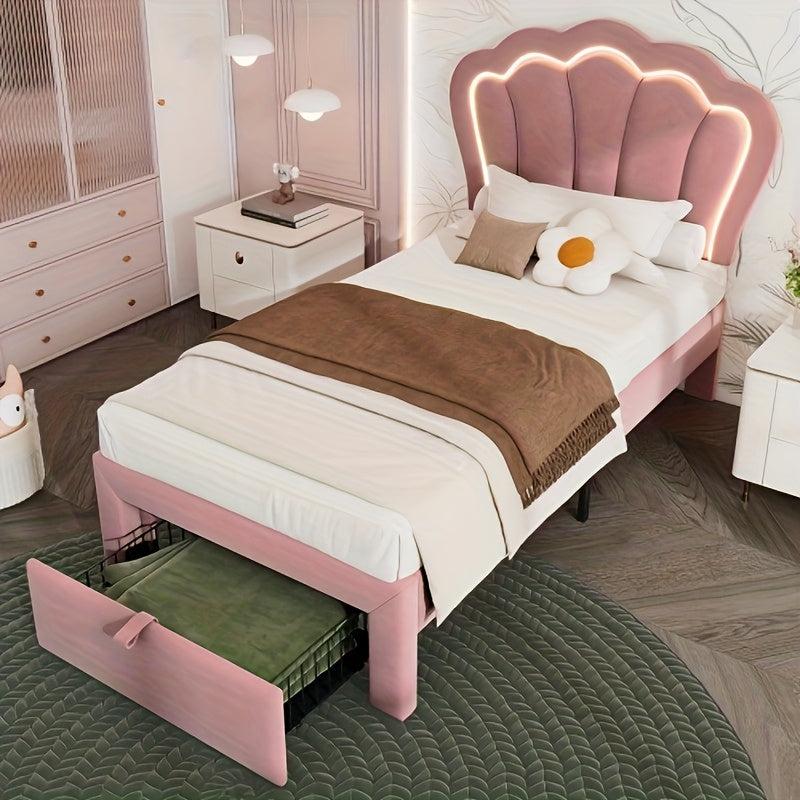 Bettgestell - Kinderbett - Schlafsofa - Zartrosa Farbe - Nachhaltiges Bambusmaterial