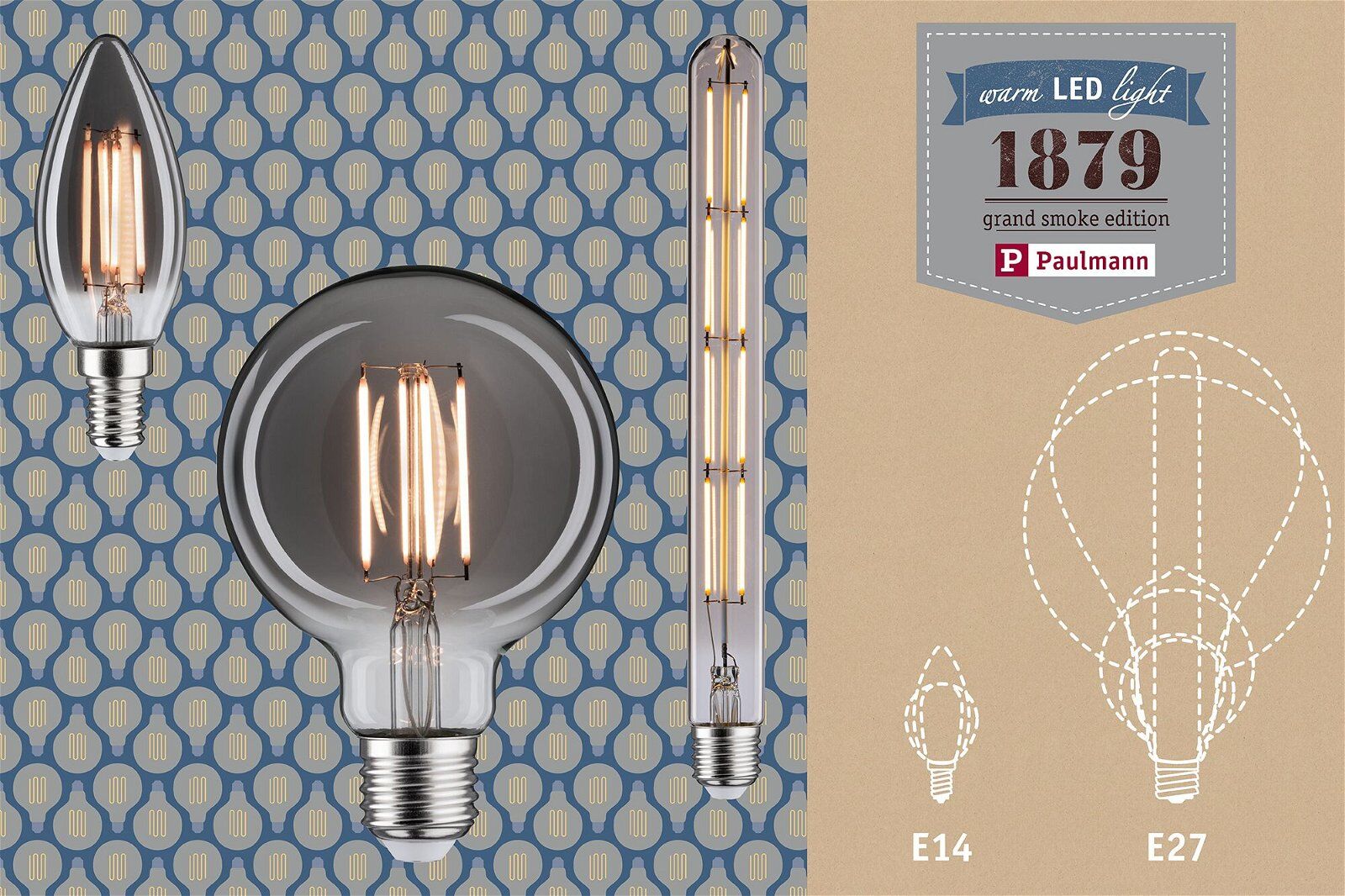 PAULMANN LED-Leuchtmittel "Vintage G95 8W 360lm smoke 1800K", grau (anthrazit), L:14cm Ø:9,5cm, Leuchtmittel, LED-Leuchtmittel