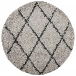vidaXL Shaggy-Teppich PAMPLONA Hochflor Modern Beige Anthrazit Ø 100cm