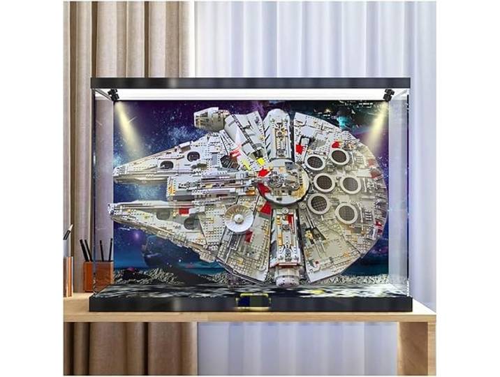 Caikbms Vitrine Acryl Kompatibel Mit Le-go 75192 Millenium Falcon, Staubdichte Vitrine Für Das Bausteinmodell 75192 (Modell Nicht Im Lieferumfang Enthalten) (Mit Strahlern B