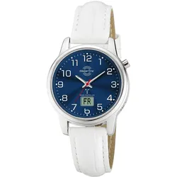 Master Time MTLA-101000-32L Damen-Funkuhr Lady Line Leder Weiß