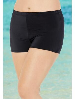 Plus Size Women's Chlorine Resistant Swim Boy Short by Swimsuits For All in Black (Size 20)