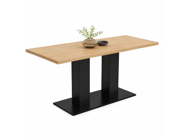 Stilvora Esstisch in Naturfarben Küchentisch ausziehbar, 6–8 Personen,verdickte Platte, minimalistischer Stil, B140–180/T70/H75cm, Metall, Rechteckig,Rechteckig, Bodenplatte, 180x75x70 cm, Esszimmer, Esstische