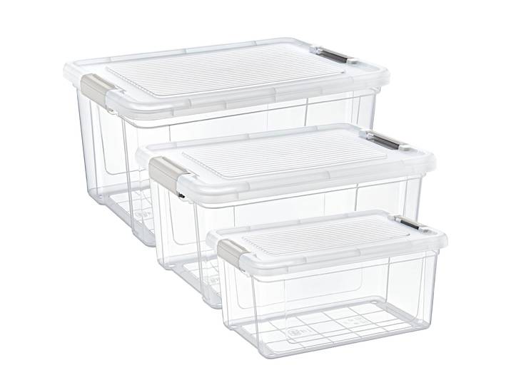3er-Set Vorratsboxen 9-30L, transparent