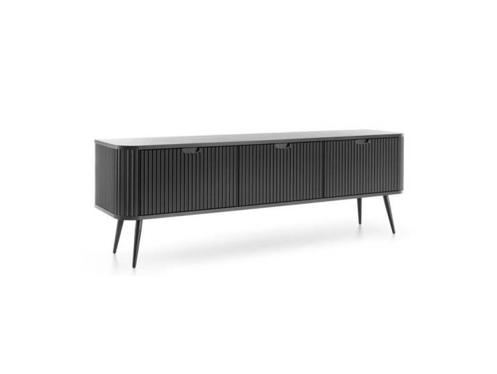 Sepro Meble Tv-Schrank Schwarz Zoja Gefräst, 168x56x39 cm, Wohnzimmer, TV Möbel, Lowboards, Lowboards stehend