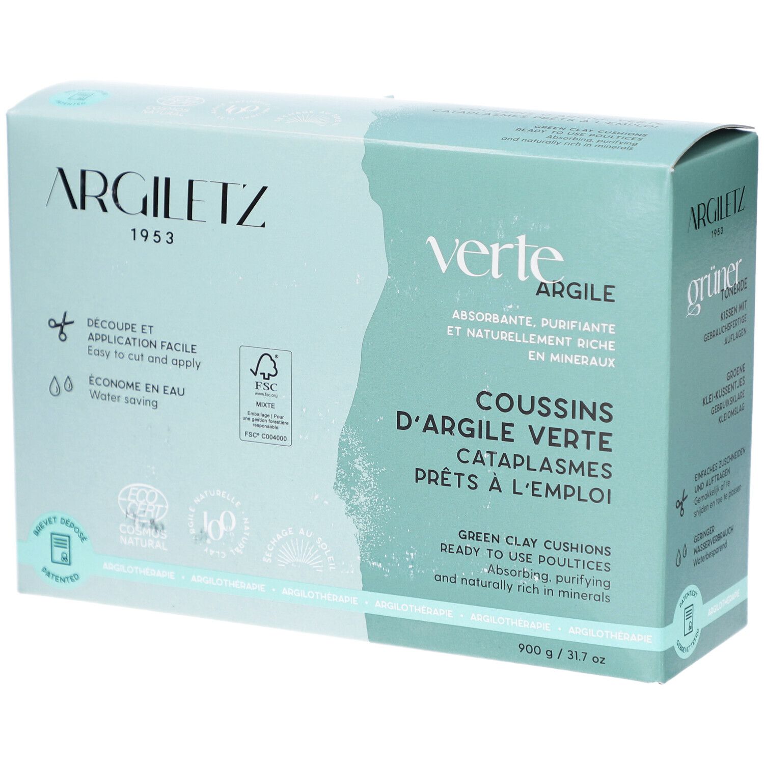 Argiletz Argile Verte Coussin D'argile - Cataplasme d'argile verte, prêt à l'emploi. b 900 g Kissen