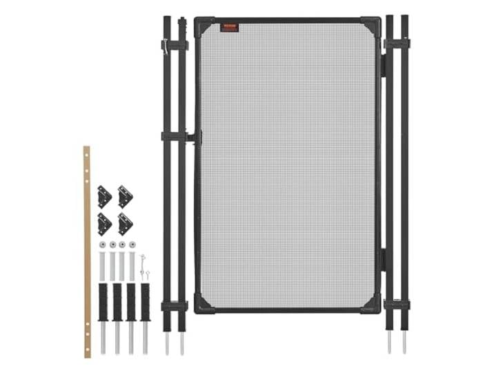 VEVOR Portillon de Barrière Piscine 1\,2x0\,75 m\, Portillon de Sécurité pour Piscine Enterrée et Clôture Extérieure\, Kit avec Fermeture et Verrouillage Automatiques\, Maille Teslin PVC 352 g/m²\, Noir